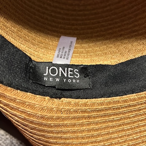 NWT. JONES NEW YORK  STRIPED SCARF WOVEN SUN HAT - NATURAL - Picture 8 of 9